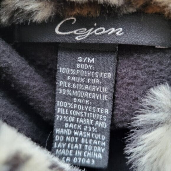 Cejon Fleece Faux Fur Poncho Cape Sz S/M - Picture 5 of 10